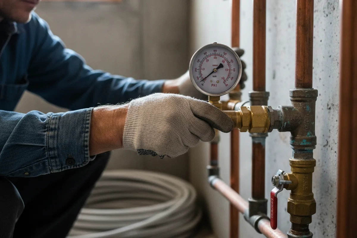 Pressure testing a repaired line during Water Line Repair in North Judson